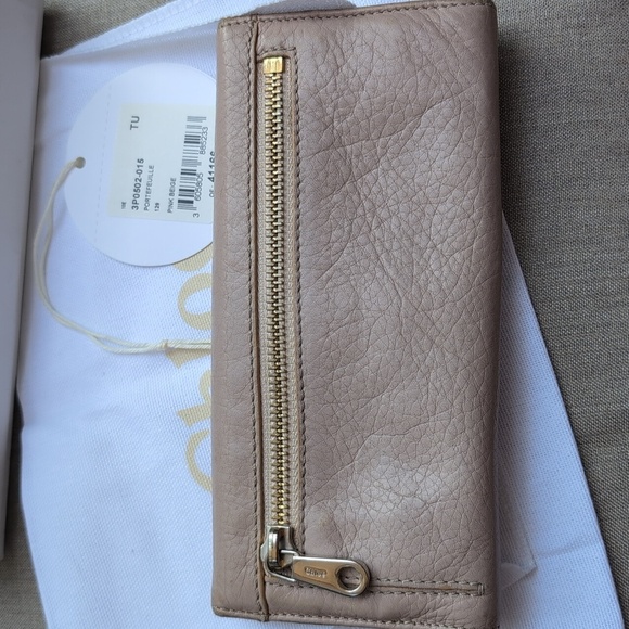 Chloe Pink Beige Bow Long Wallet - Picture 5 of 11
